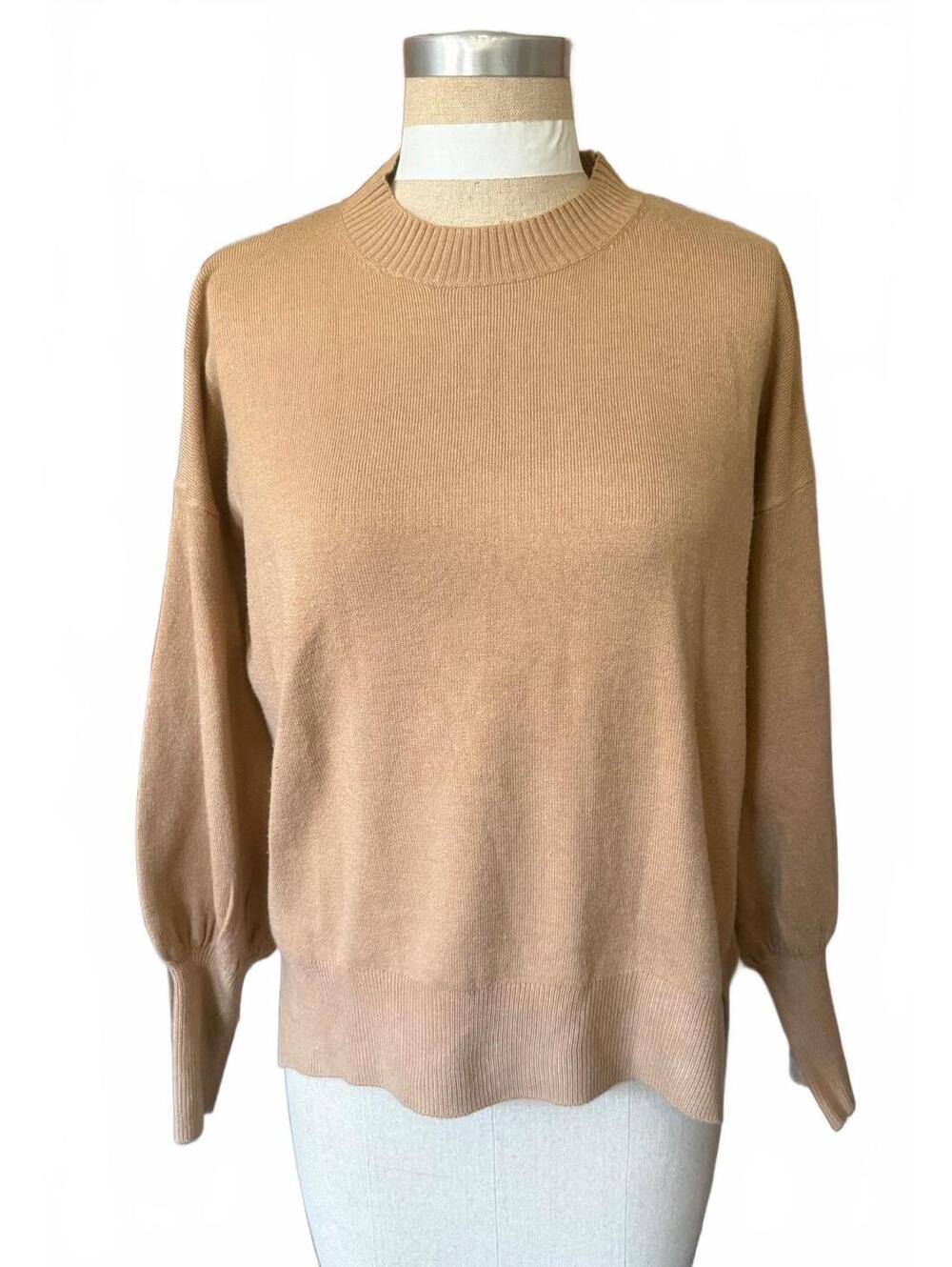 French Connection Camel Balloon Sleeve Sweater XS